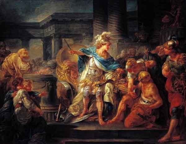 Alexander cuts the Gordian Knot, by Jean-Simon Berthelemy, 18th century.