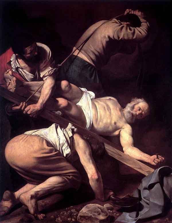 The Crucifixion of Peter. Painting by Caravaggio, 1601.