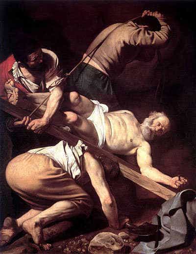 The Crucifixion of Peter. Painting by Caravaggio, 1601.
