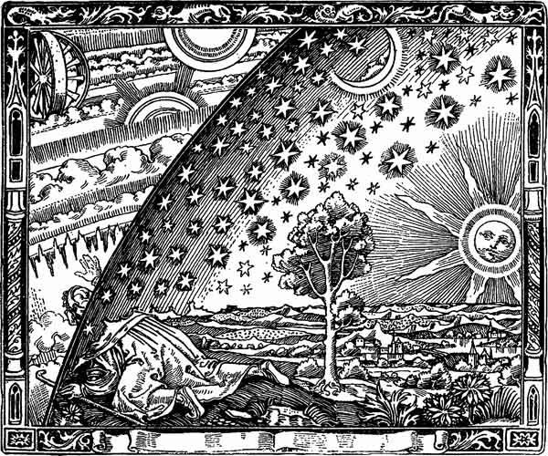 A traveler at the edge of the firmament. From The Atmosphere: Popular Meteorology, by Camille Flammarion, 1888.