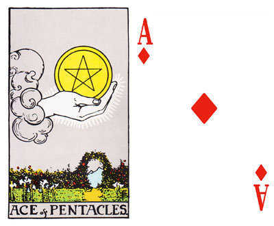 The Ace of Pentacles and the Ace of Diamonds.