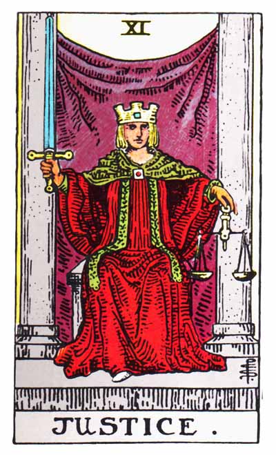 Justice Major Arcana Tarot card.