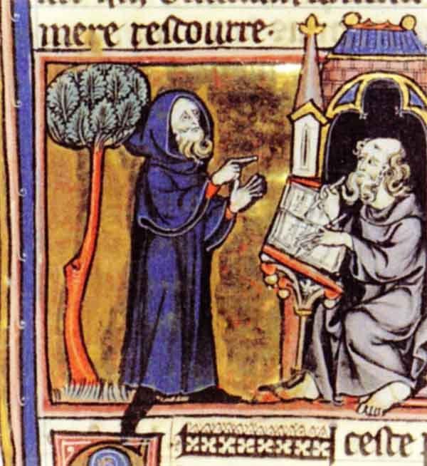 Merlin. Illumination from the early 13th century book Merlin, by Robert de Boron.