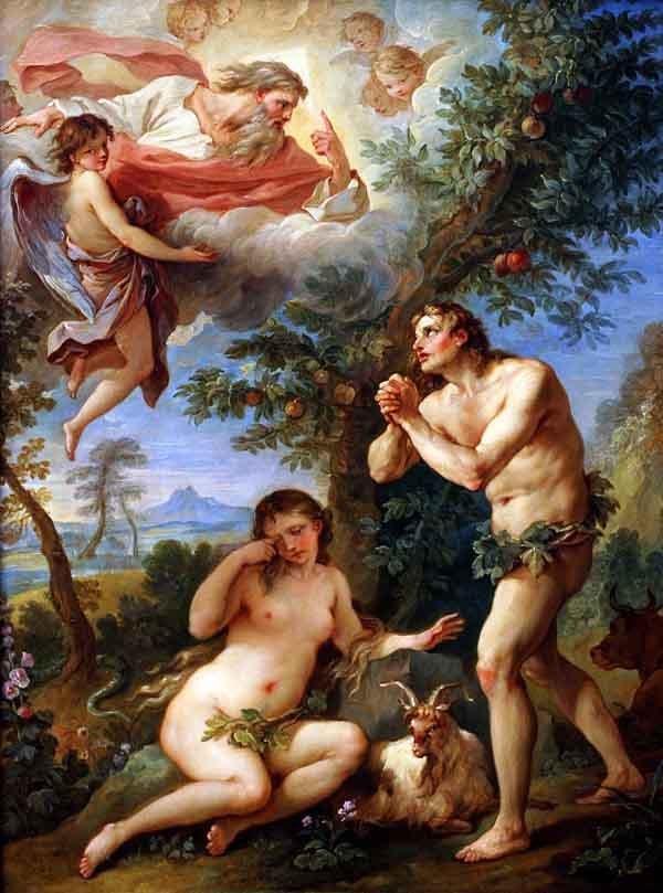 The Rebuke of Adam and Eve. Painting by Charles Joseph Natoire, 1740.