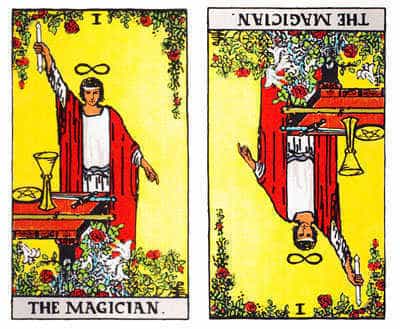 The Tarot card the Magician reversed.