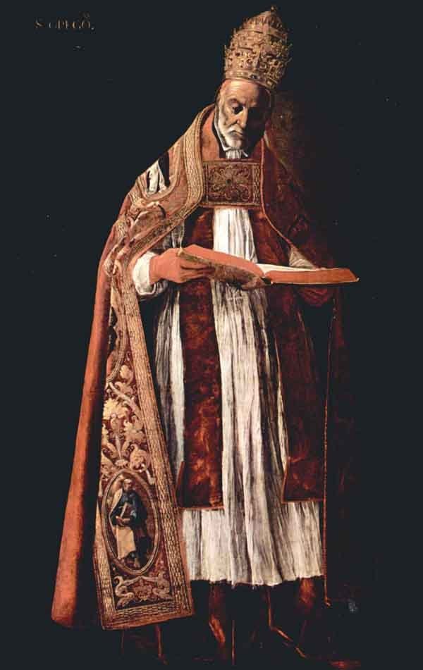 Pope Gregorius I. Painting by Francisco de Zurbaran, 1627.