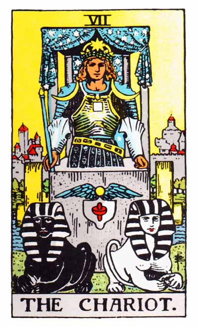 The Chariot Major Arcana Tarot card.