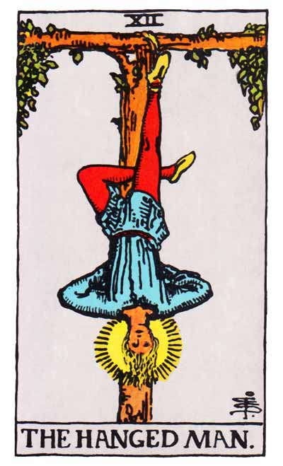 The Hanged Man Major Arcana Tarot card.