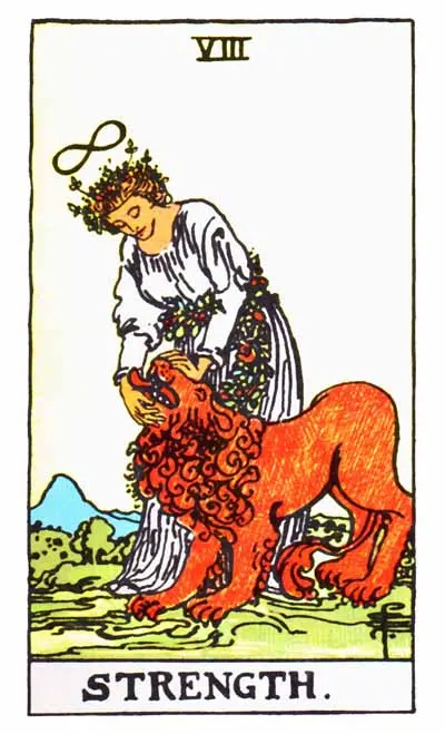 Strength Major Arcana Tarot card.