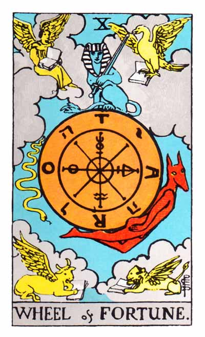 The Wheel of Fortune card of the Tarot's Major Arcana.