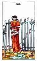 The 8 of Swords Tarot card.