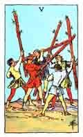 Tarot Minor Arcana card: Five of Wands