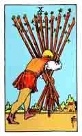 Tarot Minor Arcana card: Ten of Wands