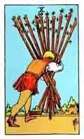 Tarot Minor Arcana card: Ten of Wands